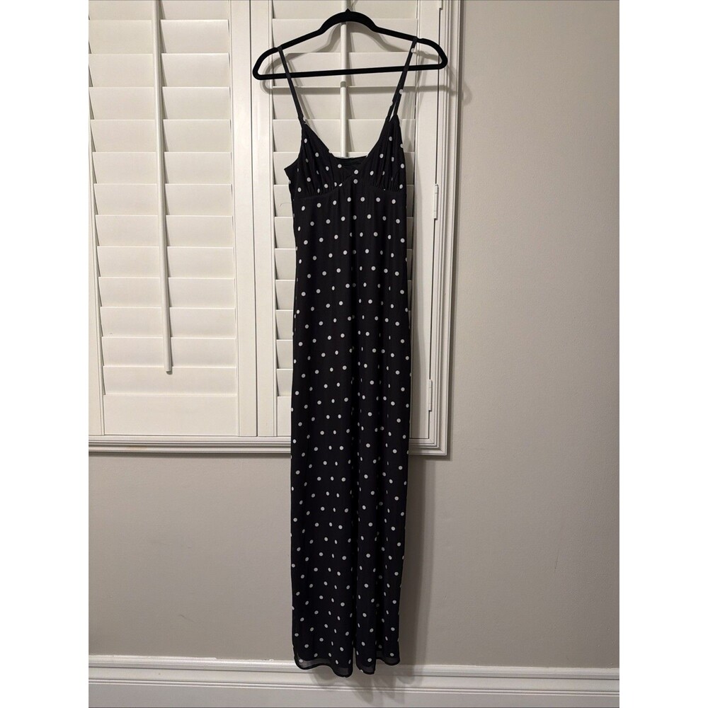 Princess Polly Glass Half Full Mesh Maxi Dress Black Polka US6